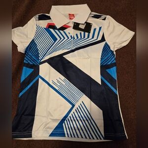 New! Women's Quick Dry Golf Or Sport Polo Shirt Size Small White, Blue & Black